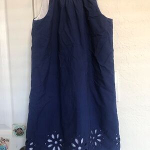 Gymboree Navy Blue Sleeveless Dress with Floral Cutouts -Size 12- Girl